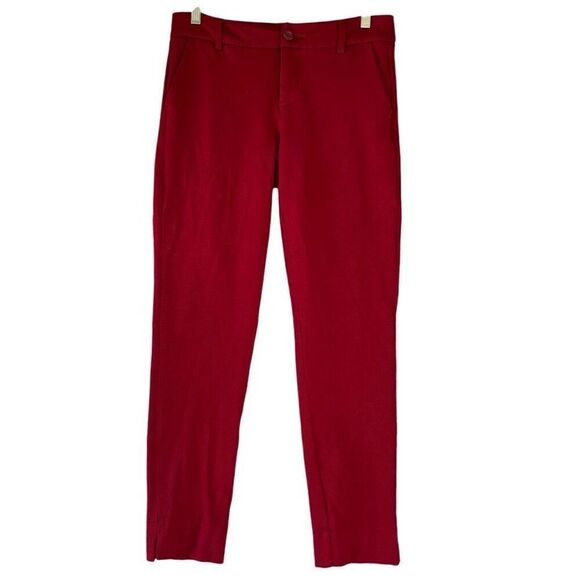 CAbi Ava Trousers Rhubarb Red Maroon Skinny Pants Slacks Pockets Split Cuff Sz 4 - Picture 2 of 8